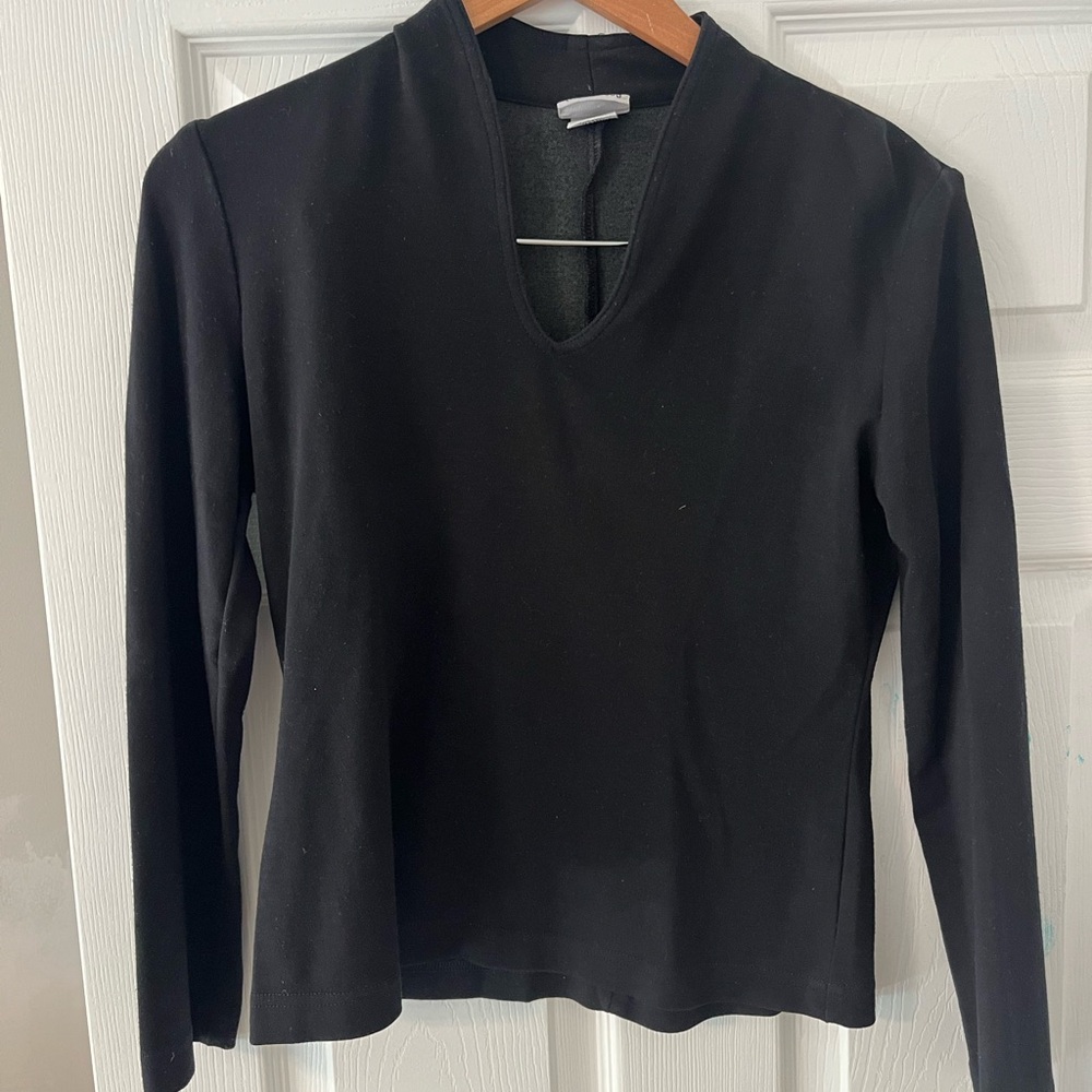 Black V-Neck Women's Long Sleeve